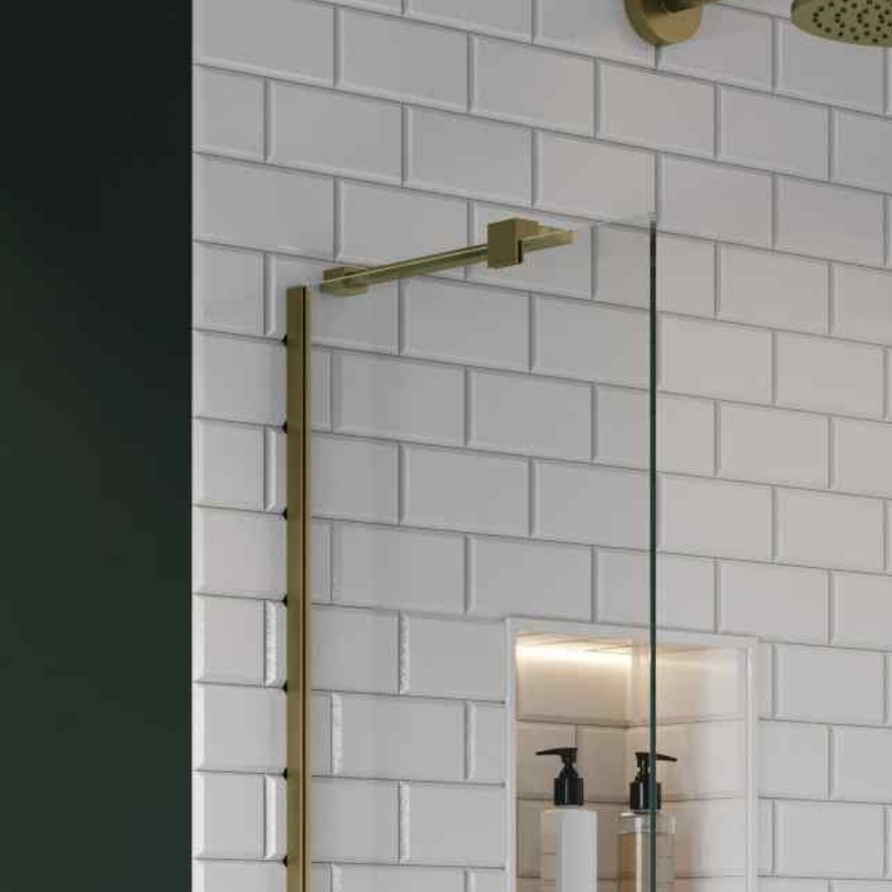 Close up image of the Abacus Brushed Brass In Line Bracing Bar